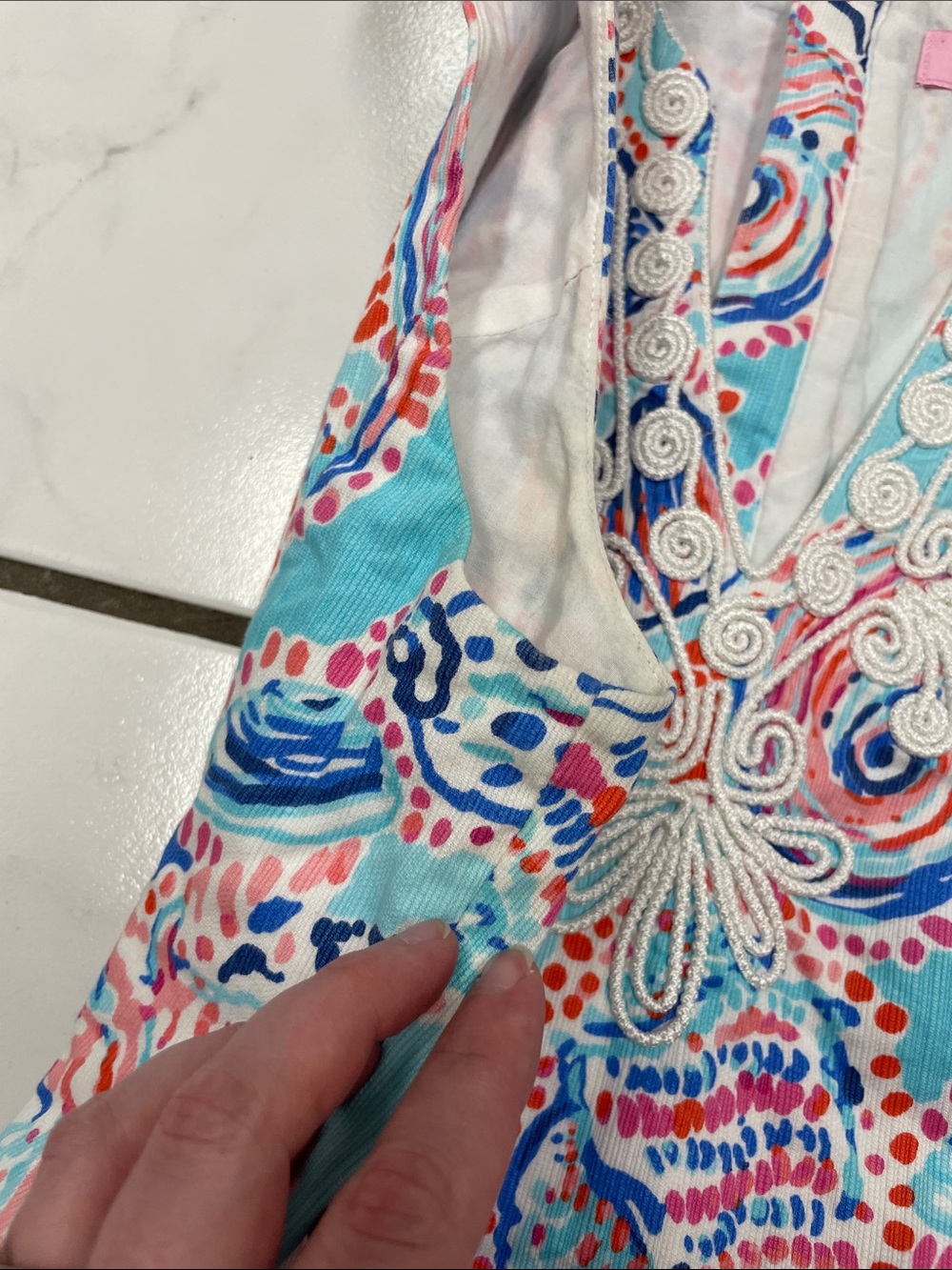 Lily Pulitzer 100% Cotton Gabby Mini Shift Dress in Shell Me About It Size 4 - Picture 7 of 15